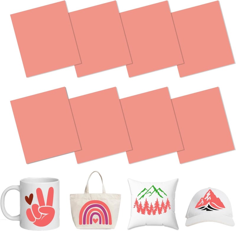 HTVSTD Pink Sublimation Ink Transfer Sheets 8 Sheets 12inches * 10inches Peachy Pink Sublimation Paper Transfer Sheets for Mugs Tumblers DIY Transfer Paper - Image 1
